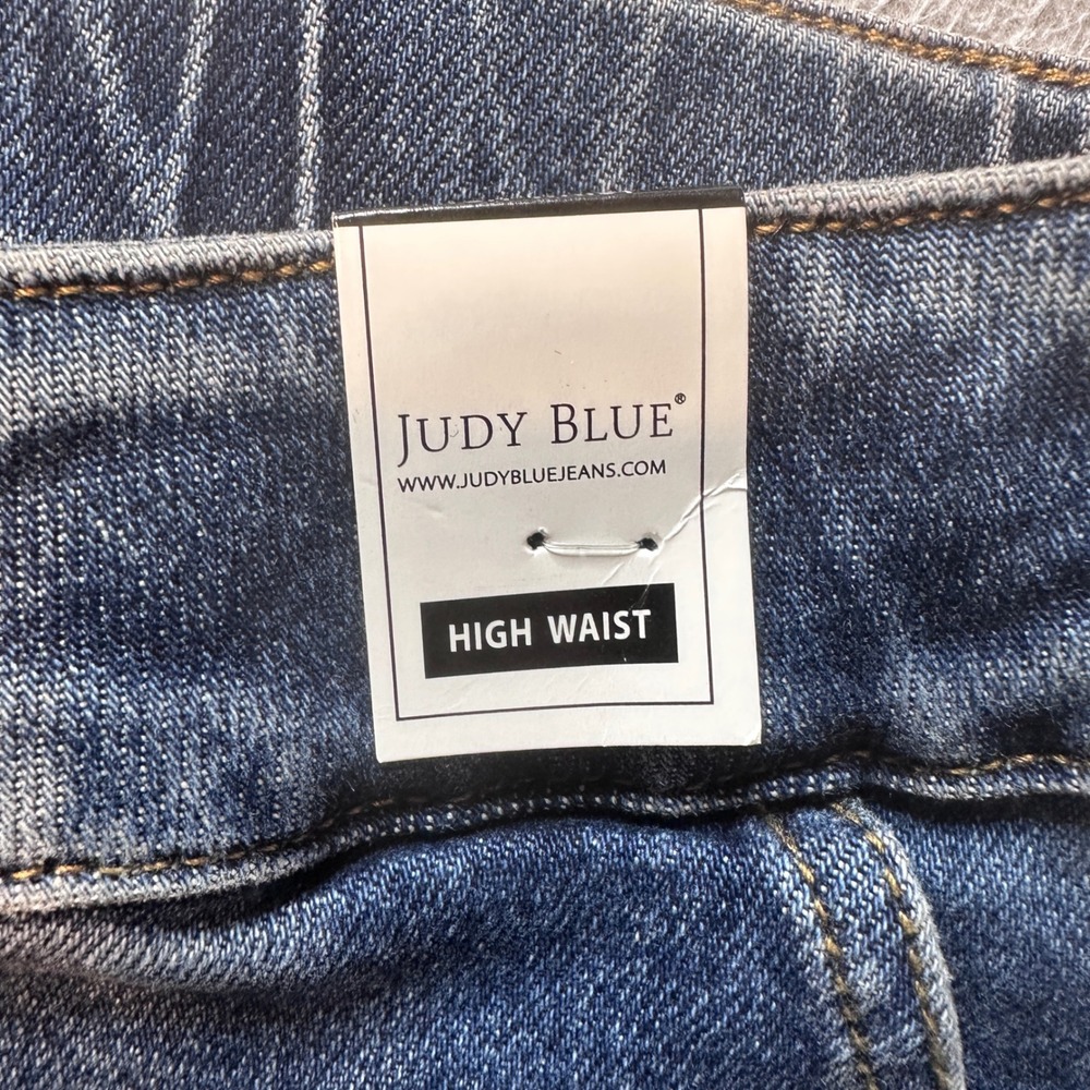 Judy Blue Denim Shorts Womens 1XL Blue High Waist Drawstring Cuffed JB150343 DK - Picture 5 of 10